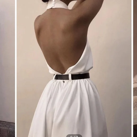 Criss Cross Halter Backless Jumpsuit Without Belt - Picture 4 of 4